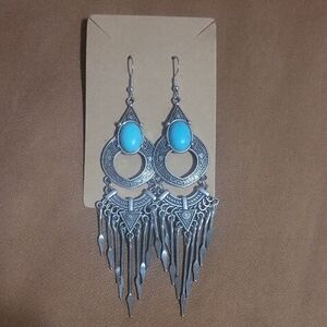 Silver and Turquoise Inspired Dangle Earrings